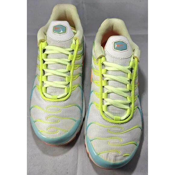 Nike Youth's TN  Air Max Plus Lime Green/White/Blue/Orange Sneakers Size 5Y