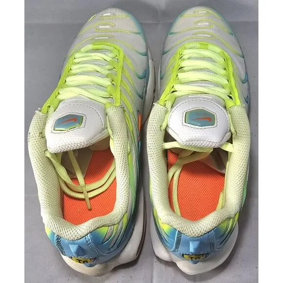 Nike Youth's TN  Air Max Plus Lime Green/White/Blue/Orange Sneakers Size 5Y
