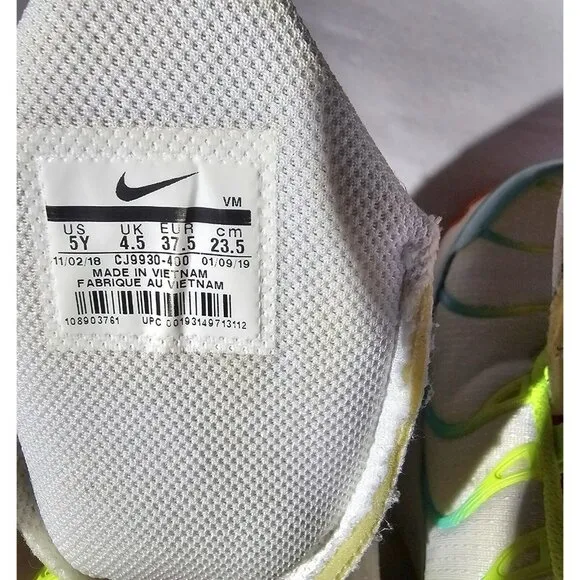Nike Youth's TN  Air Max Plus Lime Green/White/Blue/Orange Sneakers Size 5Y