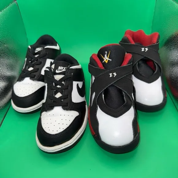 Nike/Jordan- Dunk/Jordan 8 sneakers, CLEAN, 10c size, Preowned, Both Pairs