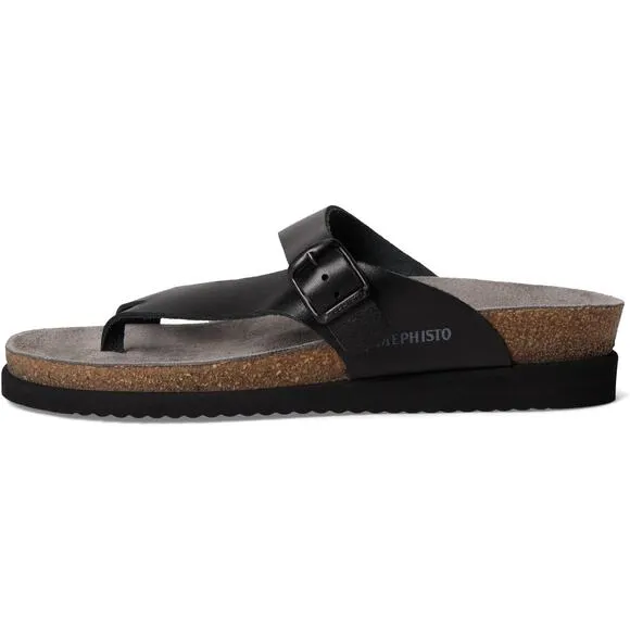 NWB Mephisto Women's Helen Black Adjustable Flat Strap Sandals Size US9 EU39
