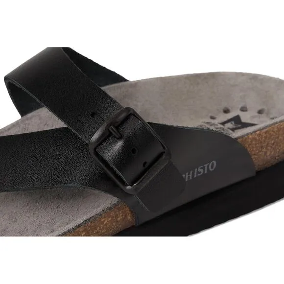 NWB Mephisto Women's Helen Black Adjustable Flat Strap Sandals Size US9 EU39