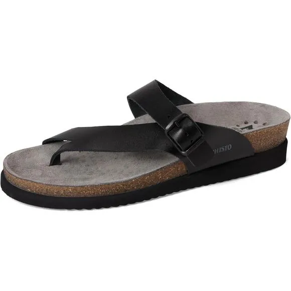 NWB Mephisto Women's Helen Black Adjustable Flat Strap Sandals Size US9 EU39