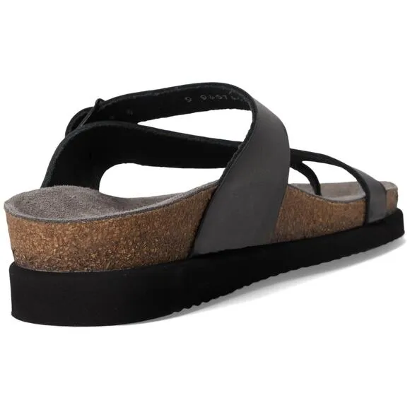 NWB Mephisto Women's Helen Black Adjustable Flat Strap Sandals Size US9 EU39