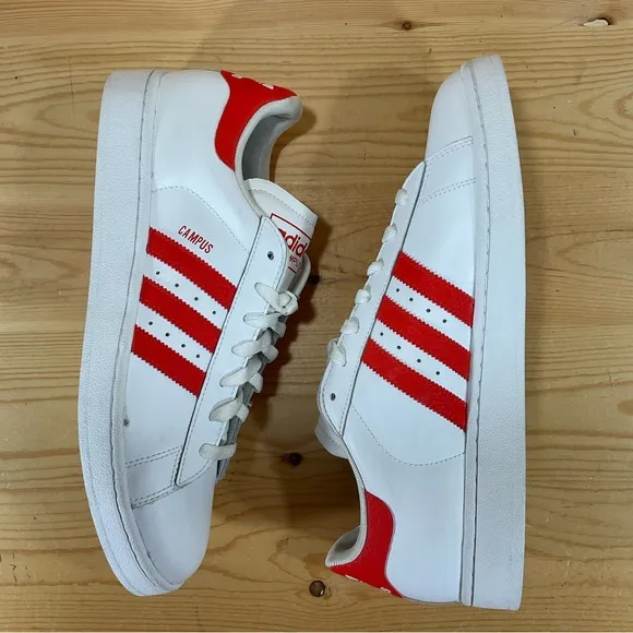 NWOB Adidas Campus II Shoes # G49419 LeatherMen’s 12 White Reddish/Orange
