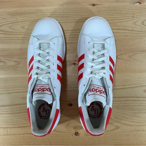 NWOB Adidas Campus II Shoes # G49419 LeatherMen’s 12 White Reddish/Orange