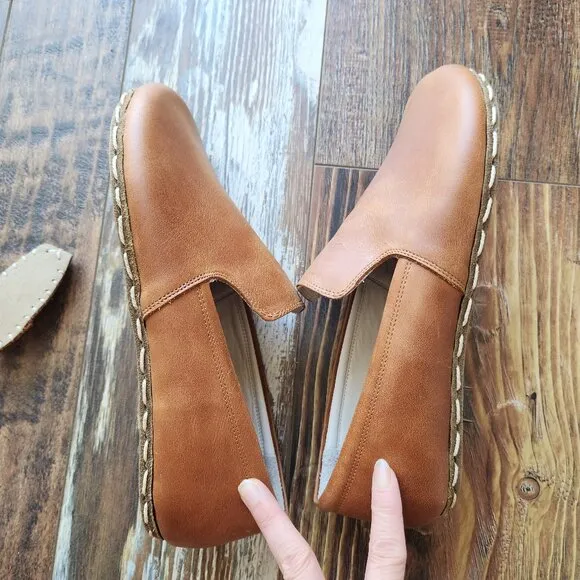 NWoB Earthing Harmony Brown Leather Grounding Earthing Barefoot Shoes Women's