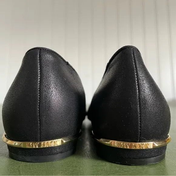 NWT Emy Mack Low Heel Shoes/Ballet Flats w Crystal Deco Black Leather *Italy*