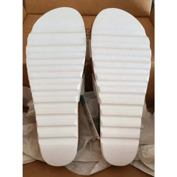 NWT IOB Reef Cushion Vista Hi White Slide Cork Sandals Womens 10 Vegan