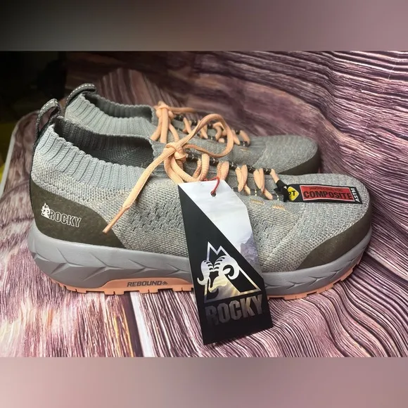 NWT ROCKY Composite Toe Sneakers, Gray and Pink. Size 9.