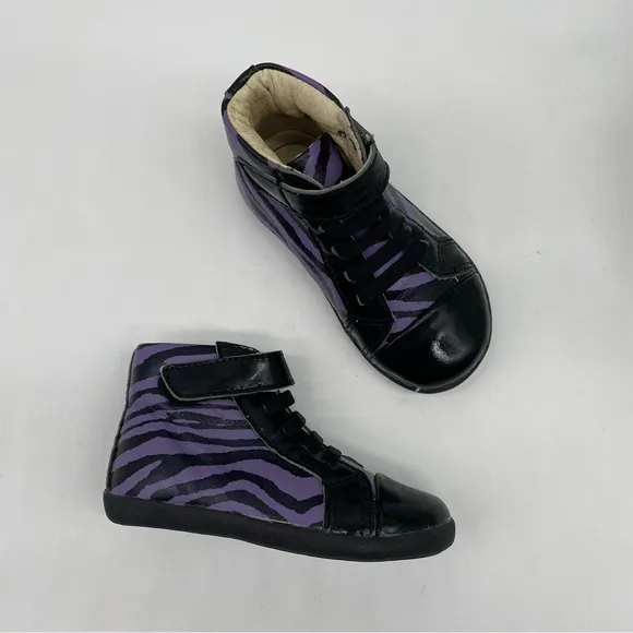 Old Soles Toddler girls Bondi high too purple zebra leather sneakers size 6