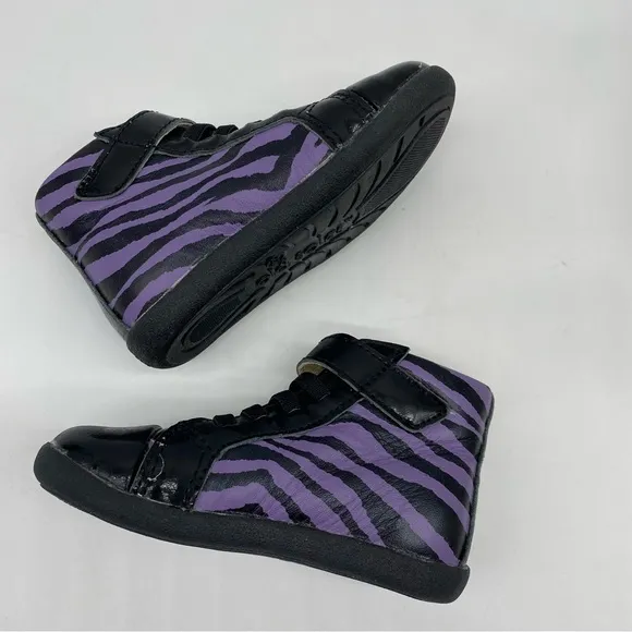 Old Soles Toddler girls Bondi high too purple zebra leather sneakers size 6