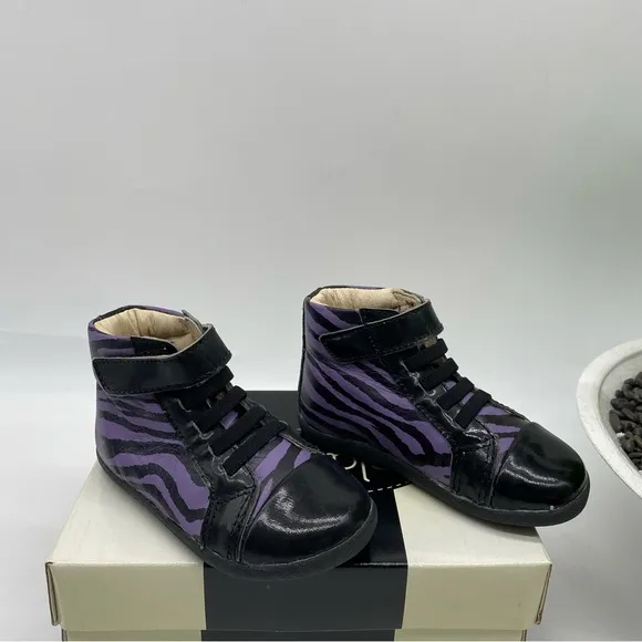 Old Soles Toddler girls Bondi high too purple zebra leather sneakers size 6