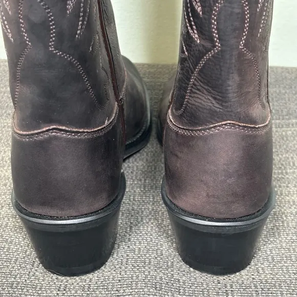Old West Cowboy Western Boots-Dark Brown-Leather-Women Size 7/Youth Size 5.5