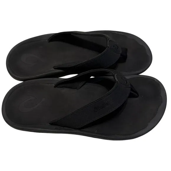 Olukai Ohana black water friendly High Arch COMFORT sandals / flip flops Men's 9