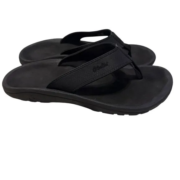 Olukai Ohana black water friendly High Arch COMFORT sandals / flip flops Men's 9