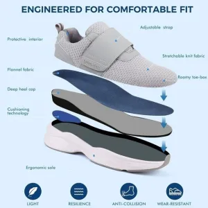 Ortho rest mens grey sneakers Adjustable Closure Orthopedic Walking Shoes Size 9