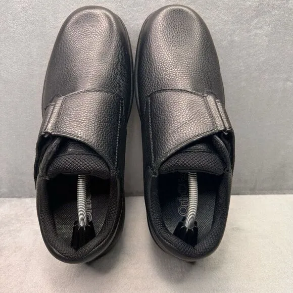 OrthoFeet 510 Broadway Mens Size 11.5 (2E) Shoes Black Leather Orthopedic Arch
