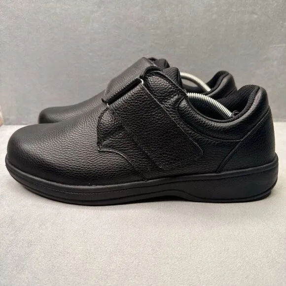 OrthoFeet 510 Broadway Mens Size 11.5 (2E) Shoes Black Leather Orthopedic Arch