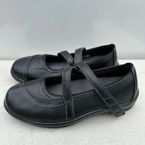 Orthofeet 865 Celina Mary Jane Comfort Shoes Womens Size 8Wide Black Leather