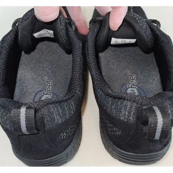 OrthoFeet Mens 7.5 EEEE Lava Stretch Knit 633 Orthopedic Shoe Black With Inserts
