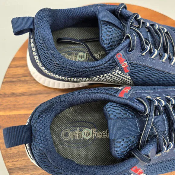 Orthofeet Shoes Men's 9 EE Wide Blue Mesh Walking Orthopedic Athletic Sneakers