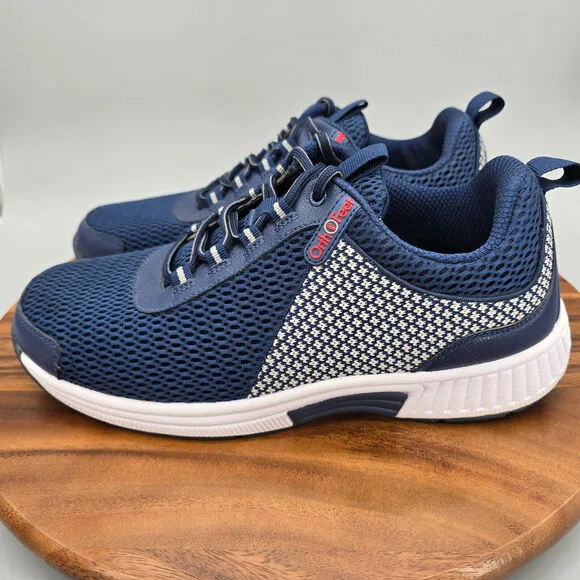 Orthofeet Shoes Men's 9 EE Wide Blue Mesh Walking Orthopedic Athletic Sneakers