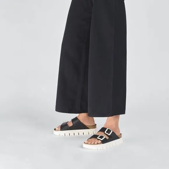 Papillio Birkenstock Arizona Chunky Black Sandals Women Size 37 US 6 White Sole