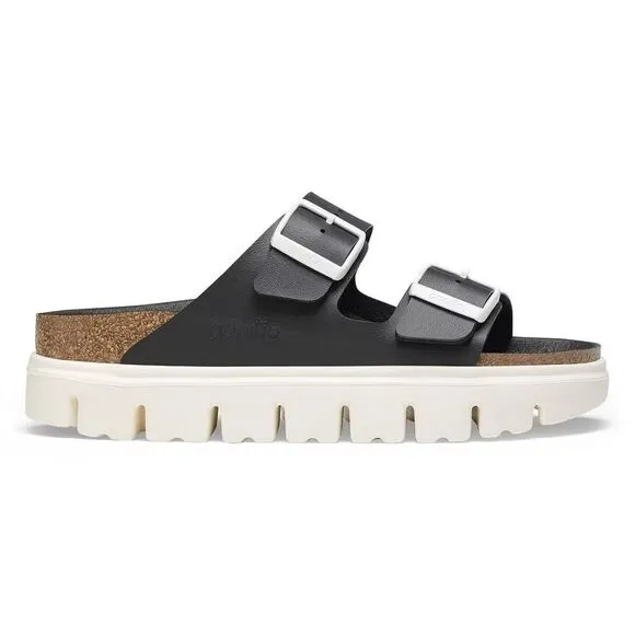 Papillio Birkenstock Arizona Chunky Black Sandals Women Size 37 US 6 White Sole