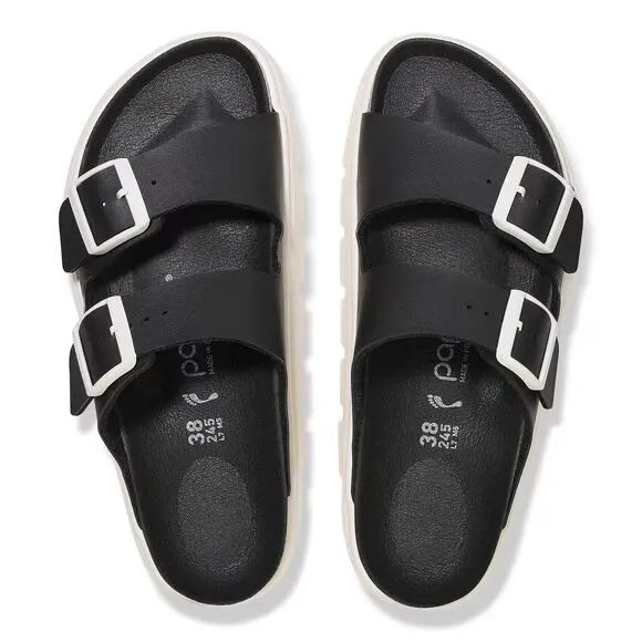 Papillio Birkenstock Arizona Chunky Black Sandals Women Size 37 US 6 White Sole