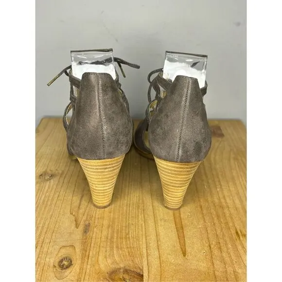 Paul Green Women's Veronica Lace Up Leather Strappy Sandals Brown Size 7.5