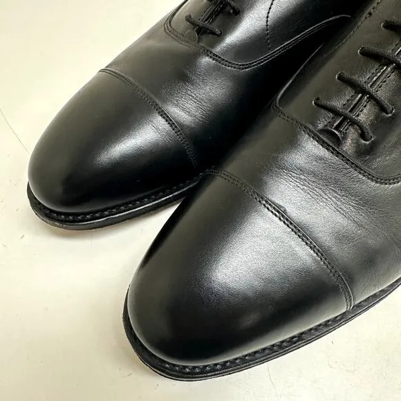 Peter Huber Padova Handmade Men's Cap Toe Oxford Dress Shoes Black Calfskin 13