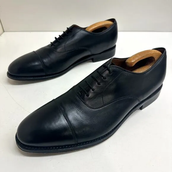 Peter Huber Padova Handmade Men's Cap Toe Oxford Dress Shoes Black Calfskin 13