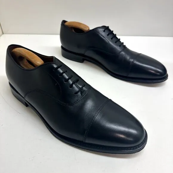 Peter Huber Padova Handmade Men's Cap Toe Oxford Dress Shoes Black Calfskin 13