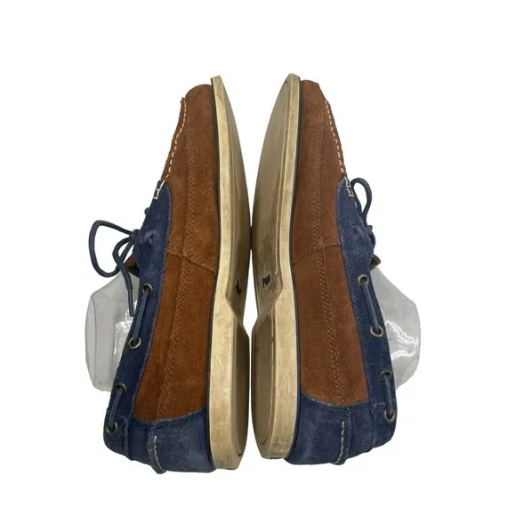 Polo Ralph Lauren Barx Boat Shoes Men's US 11D Brown Blue Leather Moc Toe Shoes