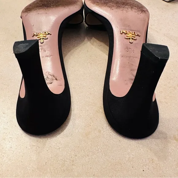 Prada black shoes with gorgeous center jewel bling!