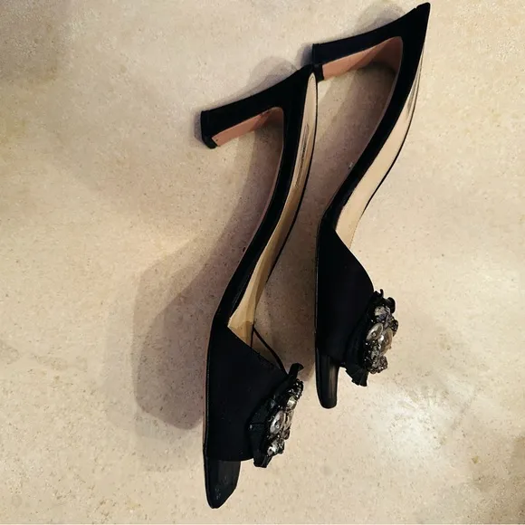 Prada black shoes with gorgeous center jewel bling!