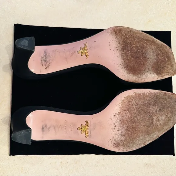 Prada black shoes with gorgeous center jewel bling!
