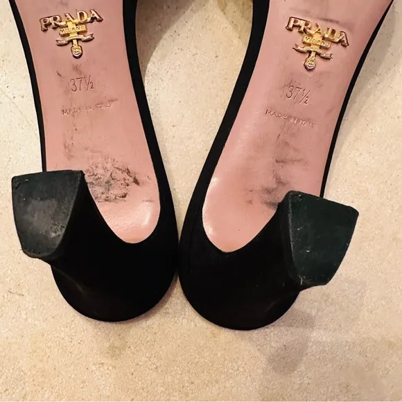 Prada black shoes with gorgeous center jewel bling!