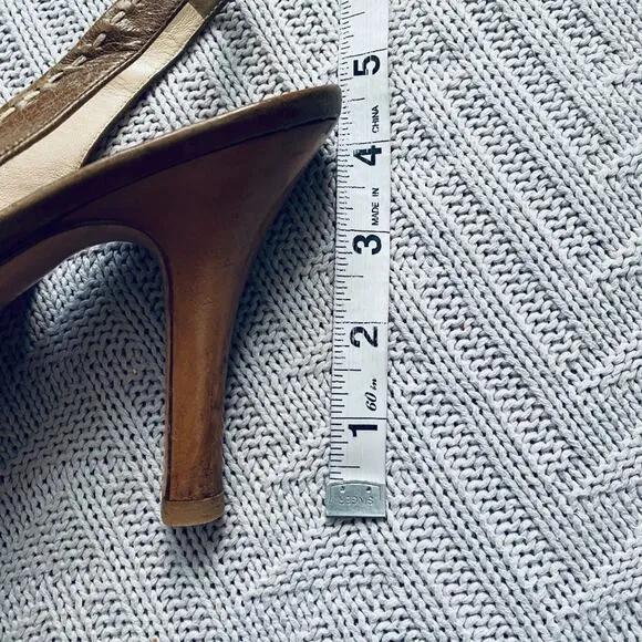 Prada brown leather peep toe slingback heels, 9.5
