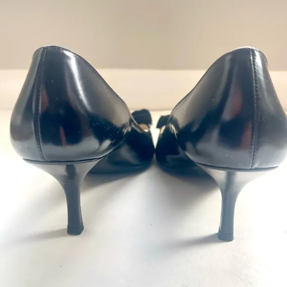 Prada Women’s Open Toe Shoes Black with Bow Size 38.5