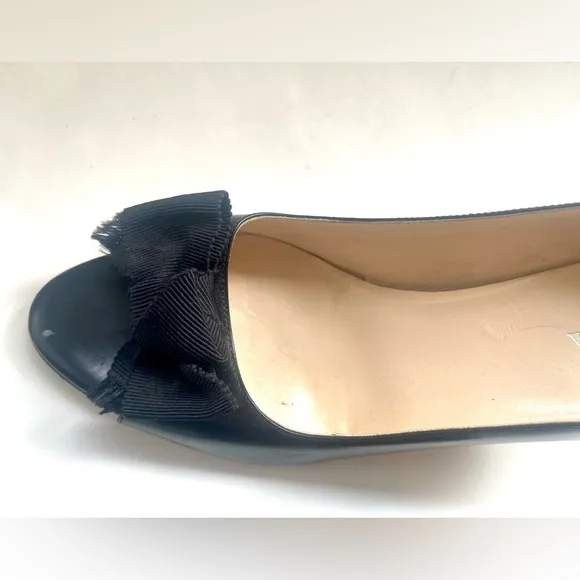Prada Women’s Open Toe Shoes Black with Bow Size 38.5