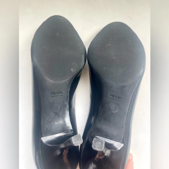 Prada Women’s Open Toe Shoes Black with Bow Size 38.5