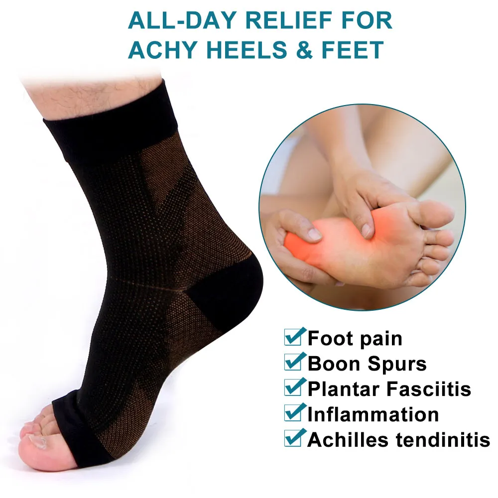 Premium Copper Compression Ankle Brace Sock for Men & Women – Pain Relief Support for Plantar Fasciitis, Heel & Foot Pain – Breathable & Moisture-Wicking – Ideal for Sports, Running, Cycling – 1 Pair