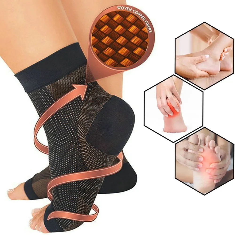 Premium Copper Compression Ankle Brace Sock for Men & Women – Pain Relief Support for Plantar Fasciitis, Heel & Foot Pain – Breathable & Moisture-Wicking – Ideal for Sports, Running, Cycling – 1 Pair