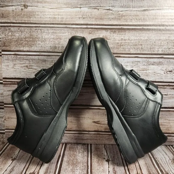 PROPET Life Walker Men's 8 X (3E) Leather Black Adj. Straps Sneakers Shoes EUC