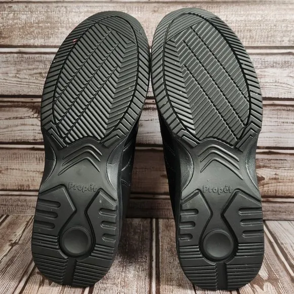 PROPET Life Walker Men's 8 X (3E) Leather Black Adj. Straps Sneakers Shoes EUC