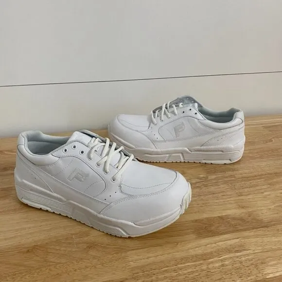 Propet Sanford White Leather Walking Sneakers, Men's Size 11(5E) Extra Wide