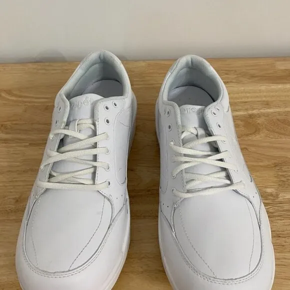 Propet Sanford White Leather Walking Sneakers, Men's Size 11(5E) Extra Wide