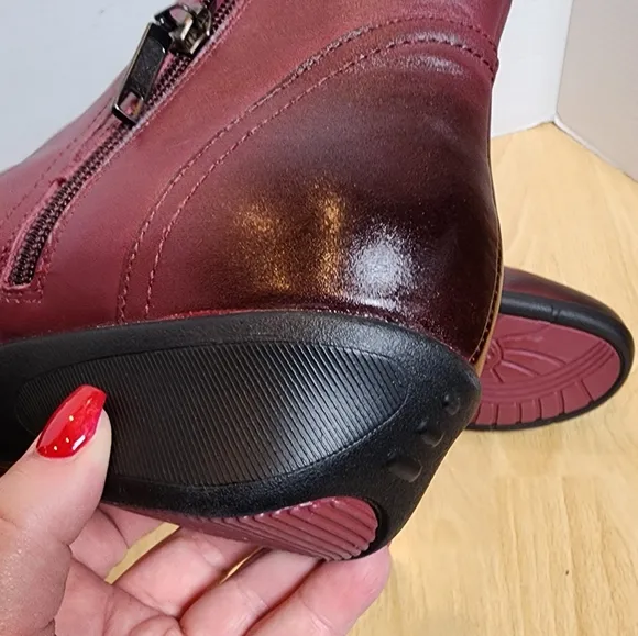 Propet Waverly Orthotic Burnished Burgundy Leather Boots Women's Size 11 11B